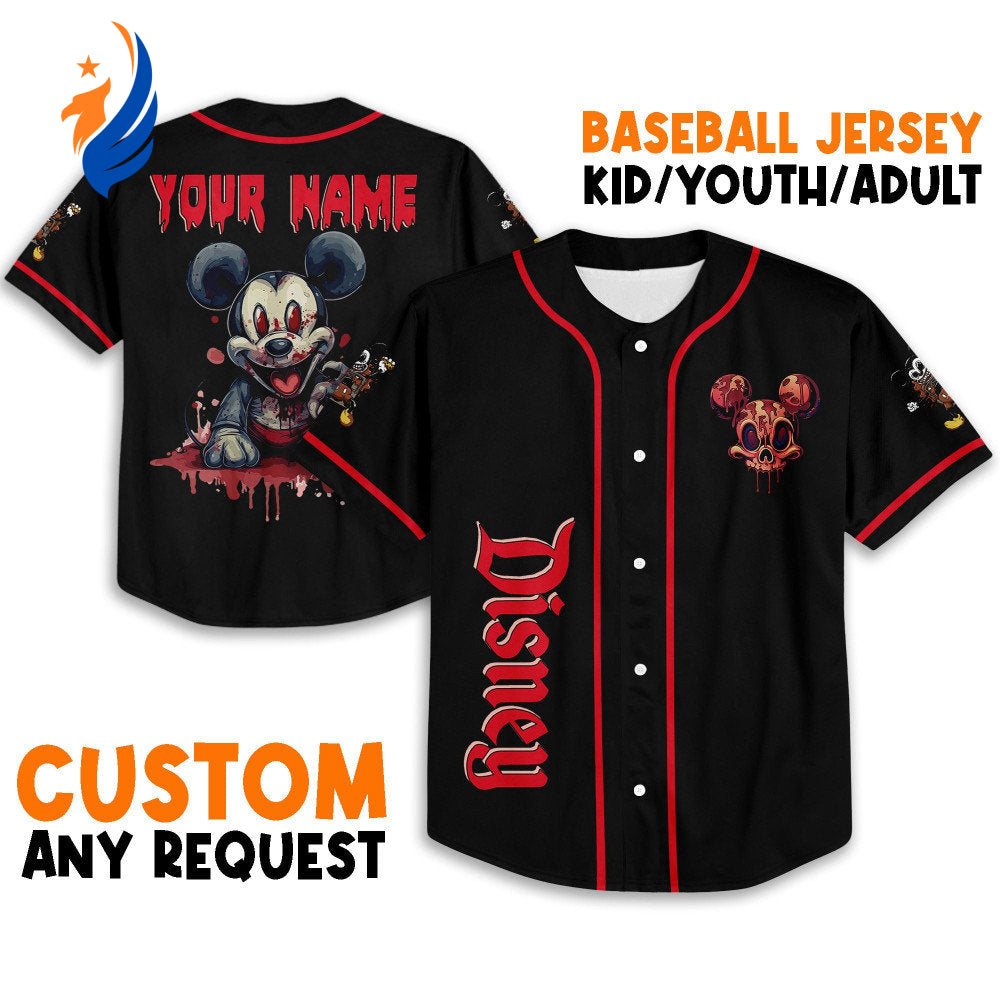 Spooktacular Personalized Horror Mickey Mouse Zombie Jersey - Perfect Disney Gift for Fans - Bafud