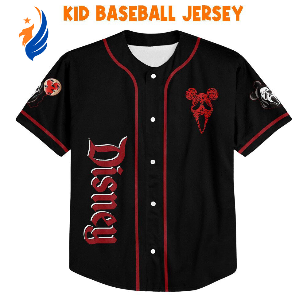 Custom Horror Disney Mickey Scream Mask & Baseball Jersey - Perfect Gifts for Disney Fans! - Bafud