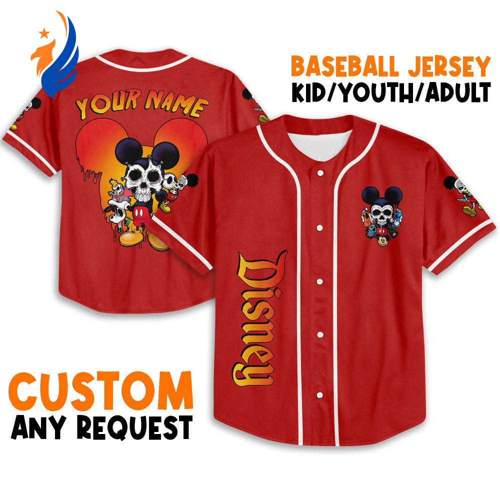 Personalized Horror Disney Scary Mickey Mouse Skull - Baseball Jersey Cute Gifts for Fans of Disney - Bafud