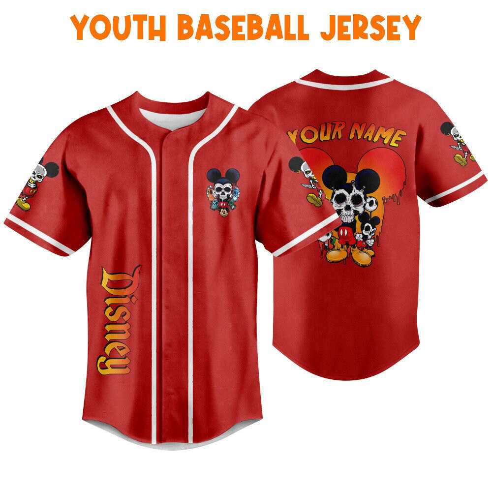 Personalized Horror Disney Scary Mickey Mouse Skull - Baseball Jersey Cute Gifts for Fans of Disney - Bafud