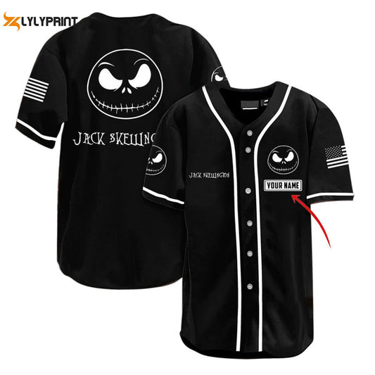 Personalized Jack Skellington American Flag 4th Of July Baseball Jersey - Gift for Men Women - Gift for Men Women - lylyprint.com