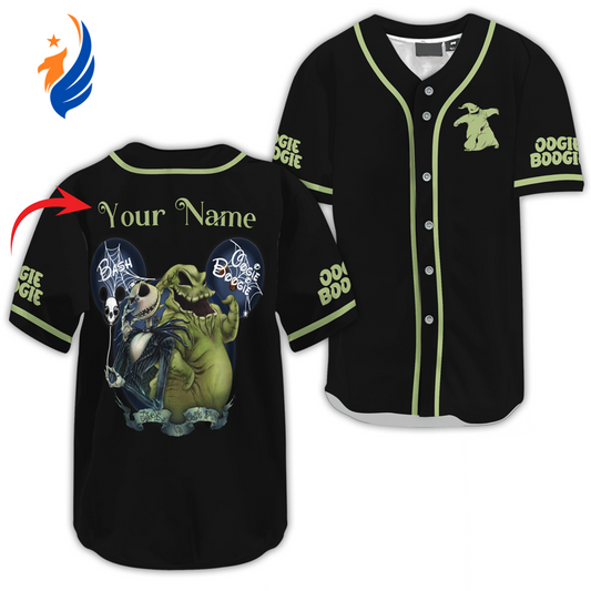 Custom Jack Skellington & Oogie Boogie Baseball Jersey – Personalized Nightmare Before Christmas Apparel - Bafud