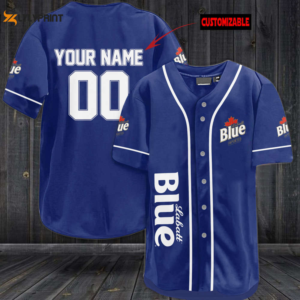 Personalized Labatt Blue All Over Print Unisex Baseball Jersey - Navy - lylyprint.com