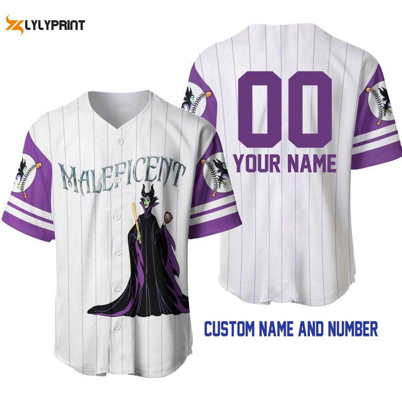 Personalized Maleficent All Over Print Pinstripe Baseball Jersey - lylyprint.com