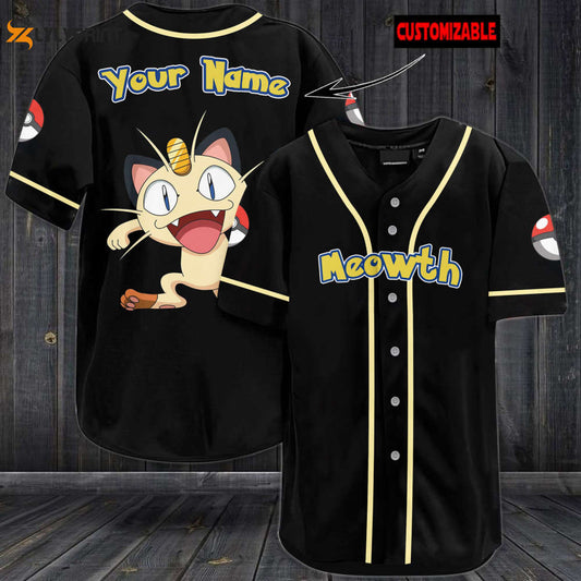 Personalized Meowth Baseball Jersey - lylyprint.com