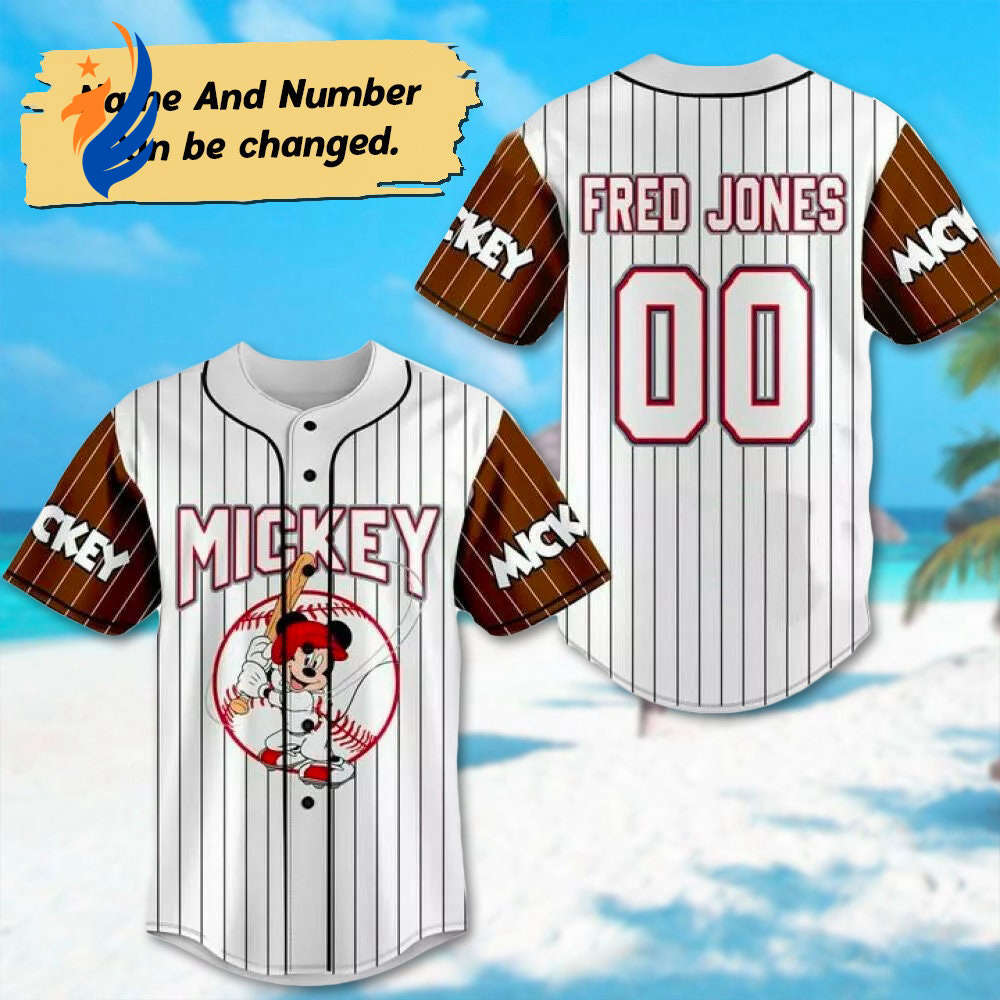 Custom Mickey Mouse Baseball Jersey - Personalized Name Magic Kingdom Shirt Perfect Gift for Sports Enthusiasts - Bafud