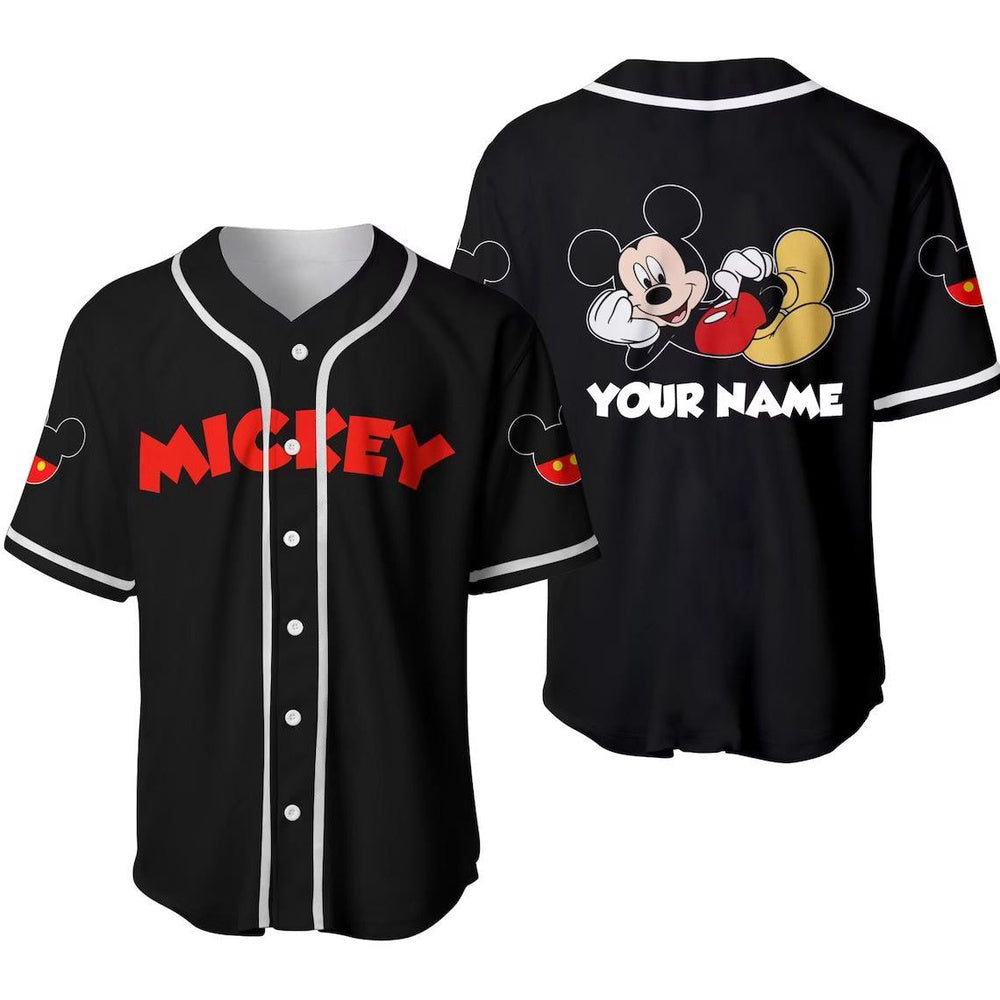 Get Your Custom Mickey Mouse Black Walt Disney World Baseball Jersey Shirt Now! - Bafud