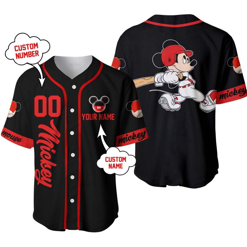 Custom Mickey Mouse Baseball Jersey – Black: Play with Style! - Bafud
