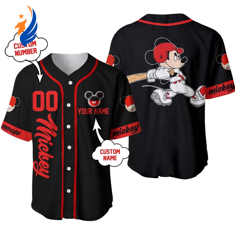 Custom Mickey Mouse Baseball Jersey – Black: Play with Style! - Bafud