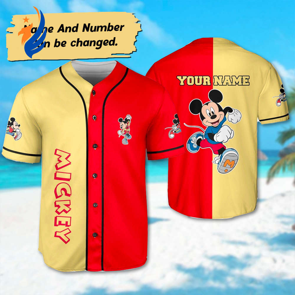 Custom Mickey Sport Run Baseball Jersey - Personalized Team Shirt for Kids & Adults Magic Kingdom Gift - Bafud