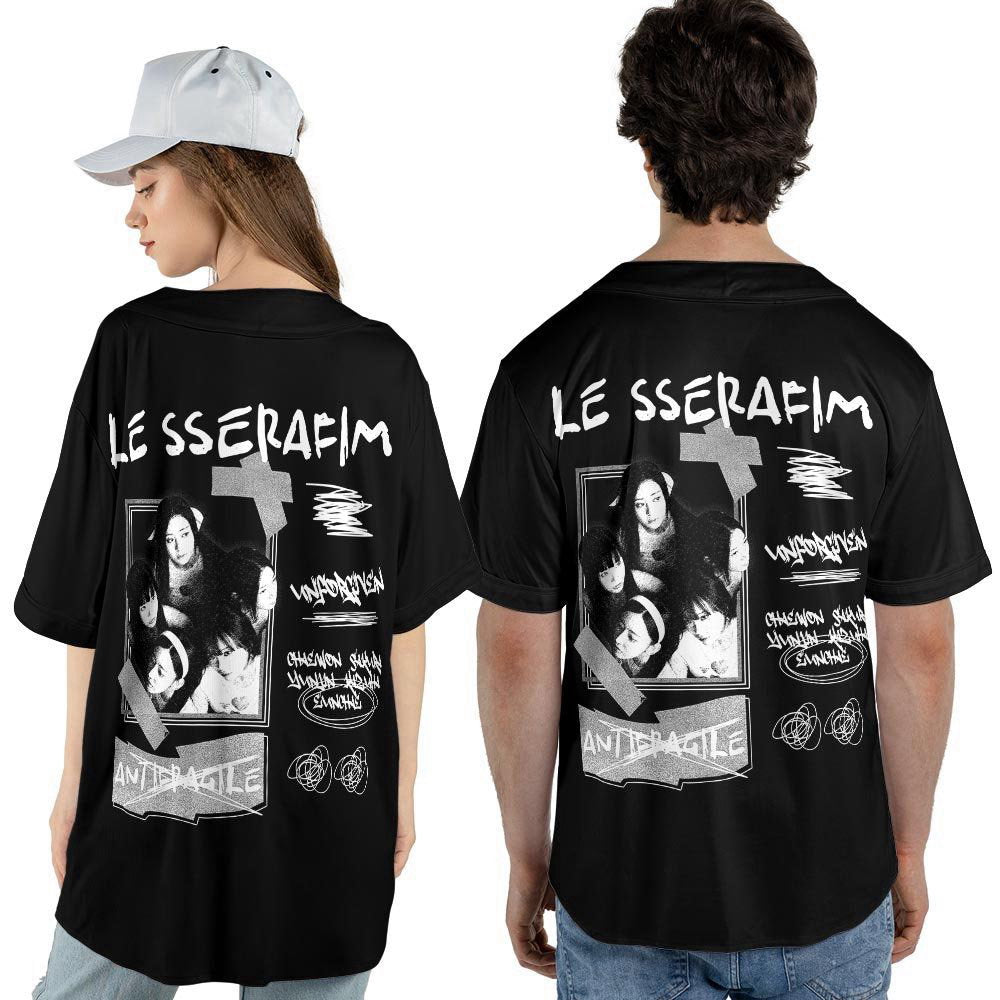 Personalized Name Le Sserafim Kpop Jersey Baseball, Kpop Baseball Jersey For Men Women - lylyprint.com