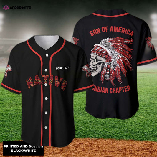 Personalized Native American Son of America Indian Baseball Jersey - Aopprinter