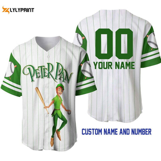 Personalized Peter Pan All Over Print Pinstripe Baseball Jersey - Gift for Men Women - lylyprint.com