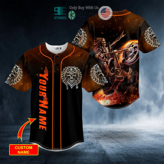 BEST Personalized Racer Fire Skull Custom Baseball Jersey