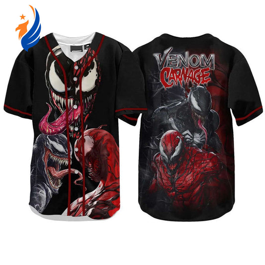 Custom Venom Carnage Baseball Jersey - Black and Red Personalized Sports Apparel - Bafud