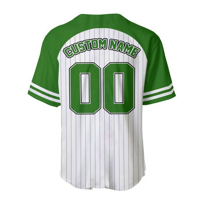 Peter Pan Striped Green White Unisex Cartoon Graphic Casual Outfit Custom Baseball Jersey Gifts for Fans - lylyprint.com