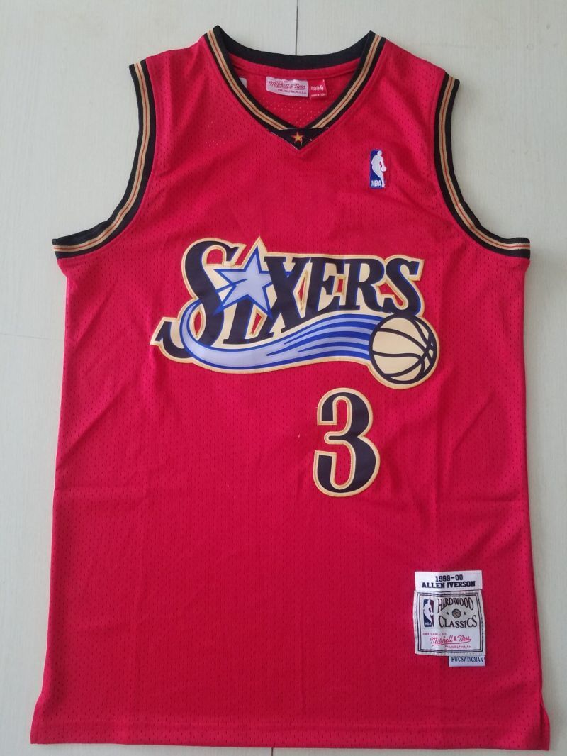 philadelphia 76ers #3 allen iverson 76 3 Retro Red Style 2