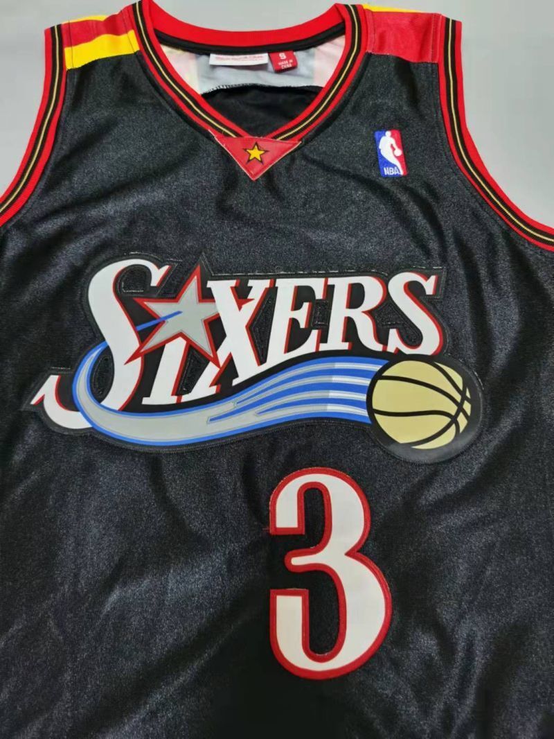 philadelphia 76ers #3 allen iverson 76 3# Retro Black Style 1