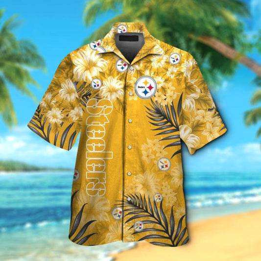 Pittsburg Steelers Short Sleeve Button Up Tropical Hawaiian Shirt VER06
