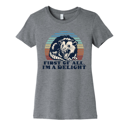 Delightful Unhinged Possum Womens Cotton Tee