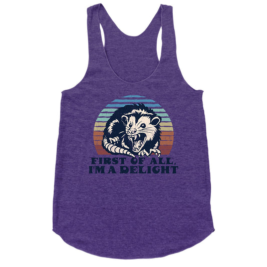 Delightful Unhinged Possum Racerback Tank