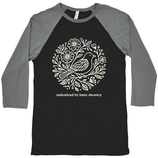 Radicalized By Basic Decency Baseball Tee
