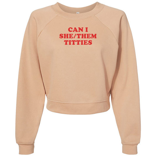 Can I She/Them Titties? Womens Raglan Pullover Fleece