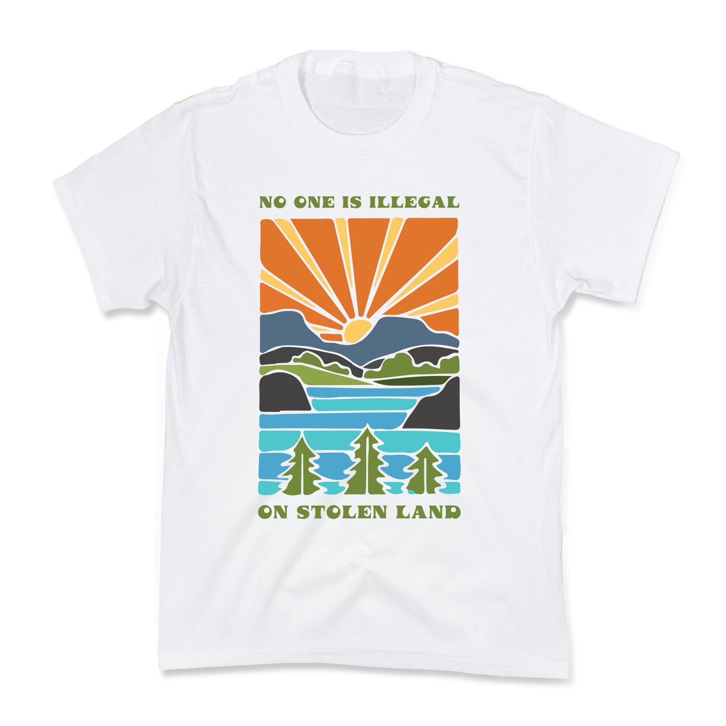No One Is Illegal On Stolen Land Kids Tee