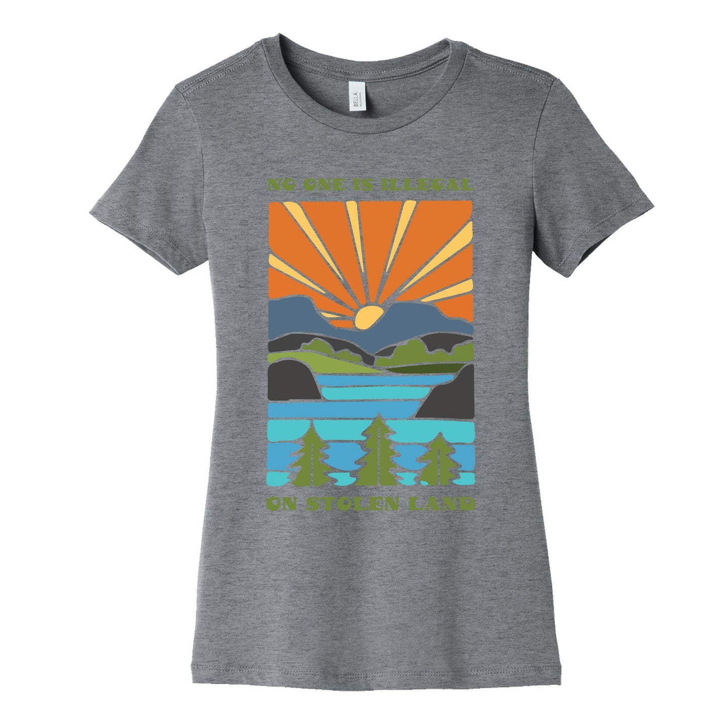 No One Is Illegal On Stolen Land Womens Cotton Tee