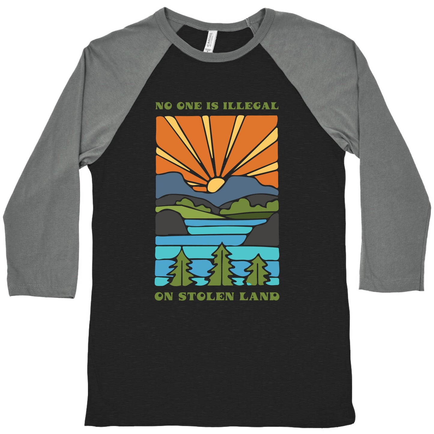 No One Is Illegal On Stolen Land Baseball Tee