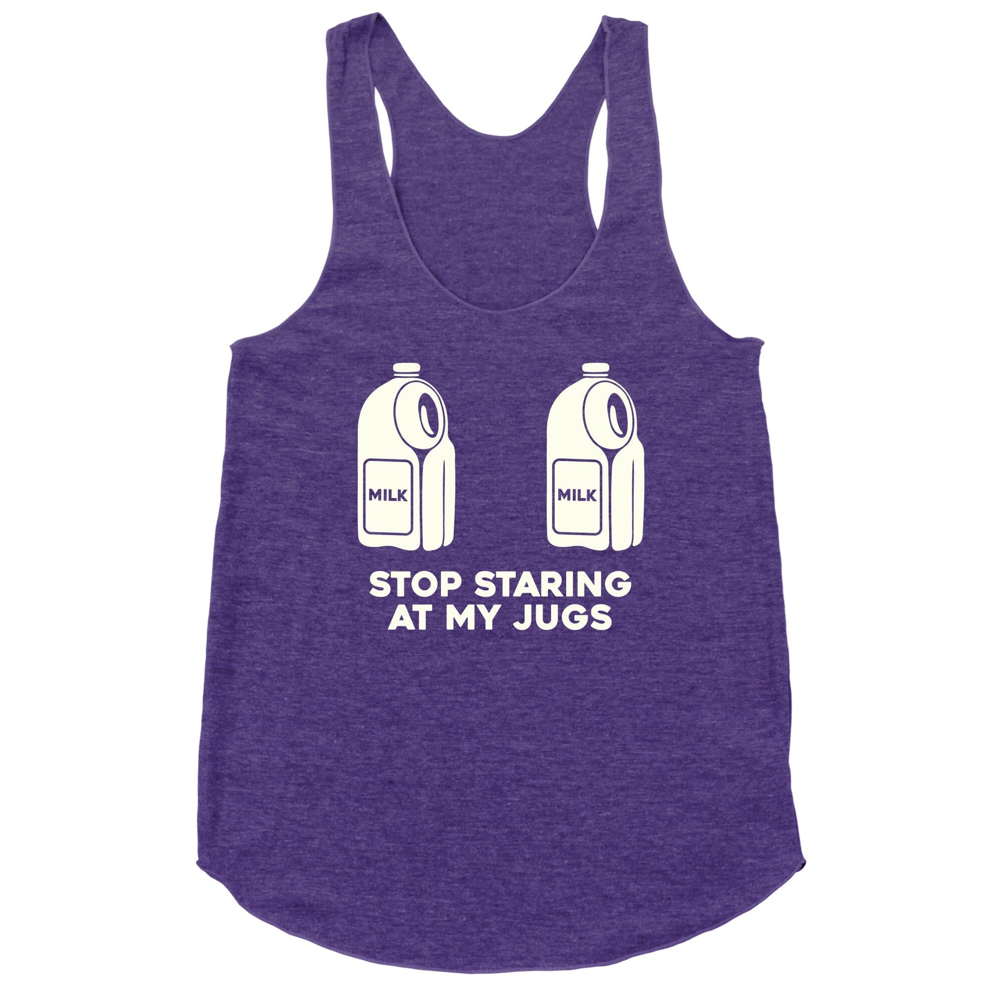 Stop Staring At My Jugs Racerback Tank