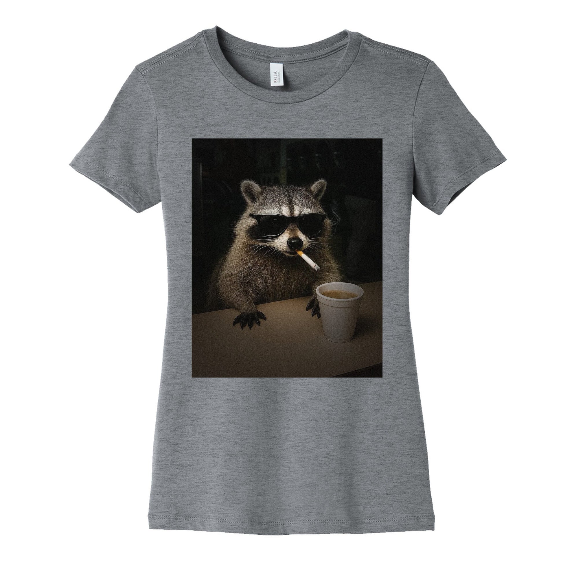 Coffee Raccoon Womens Cotton Tee