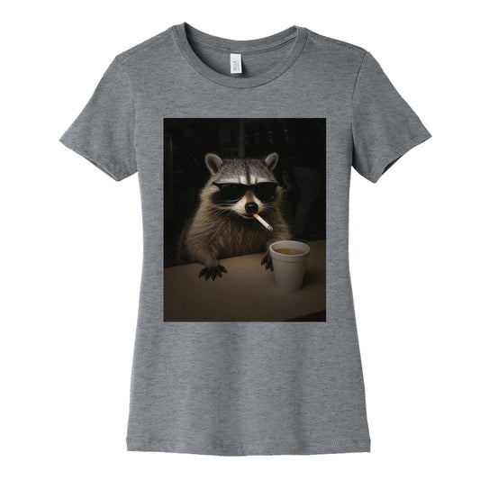 Coffee Raccoon Womens Cotton Tee