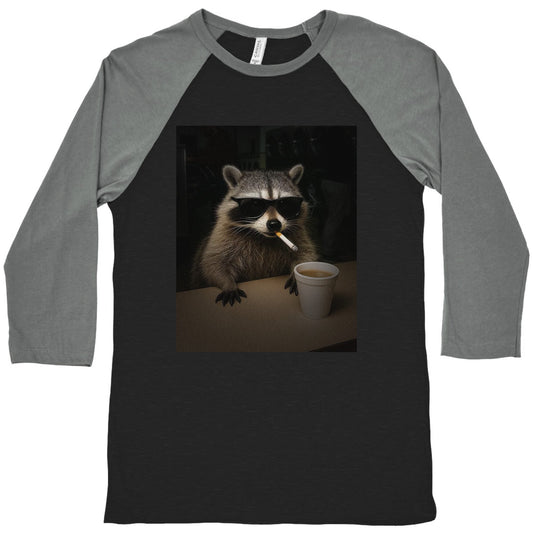Coffee Raccoon Baseball Tee