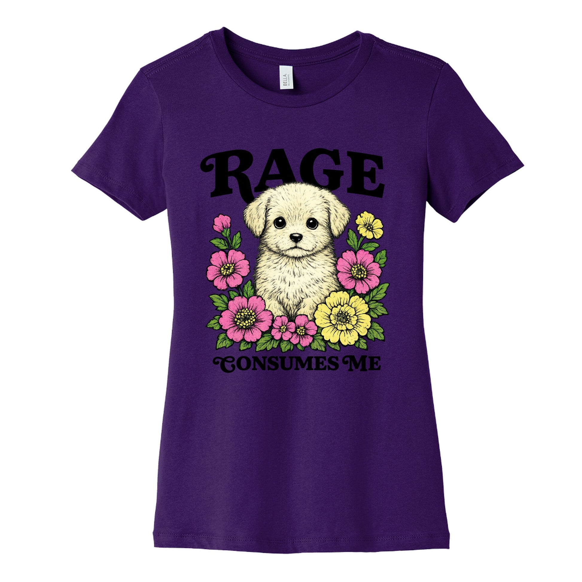 Rage Consumes Me Puppy Womens Cotton Tee