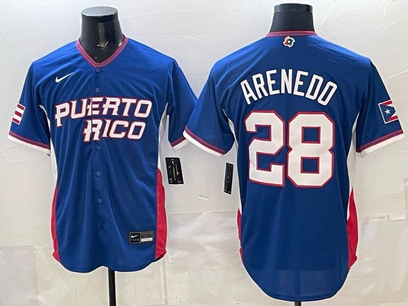 puerto rico baseball #28 Arenedo blue 2026 world baseball classic 26 Adult