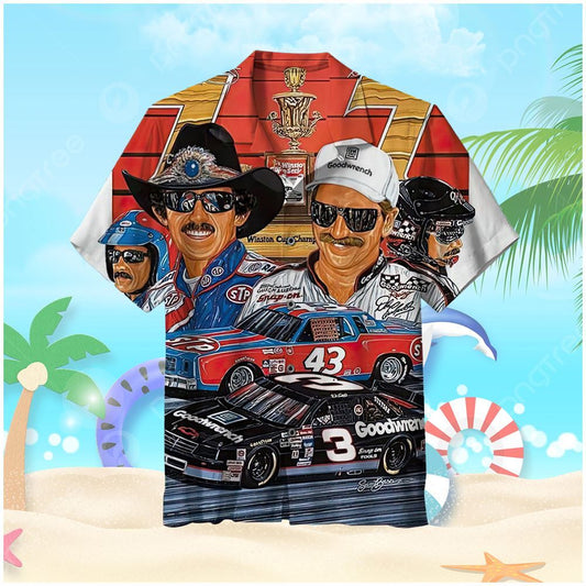 Race Car Theme Nascar Inspired Hawaiian Shirt