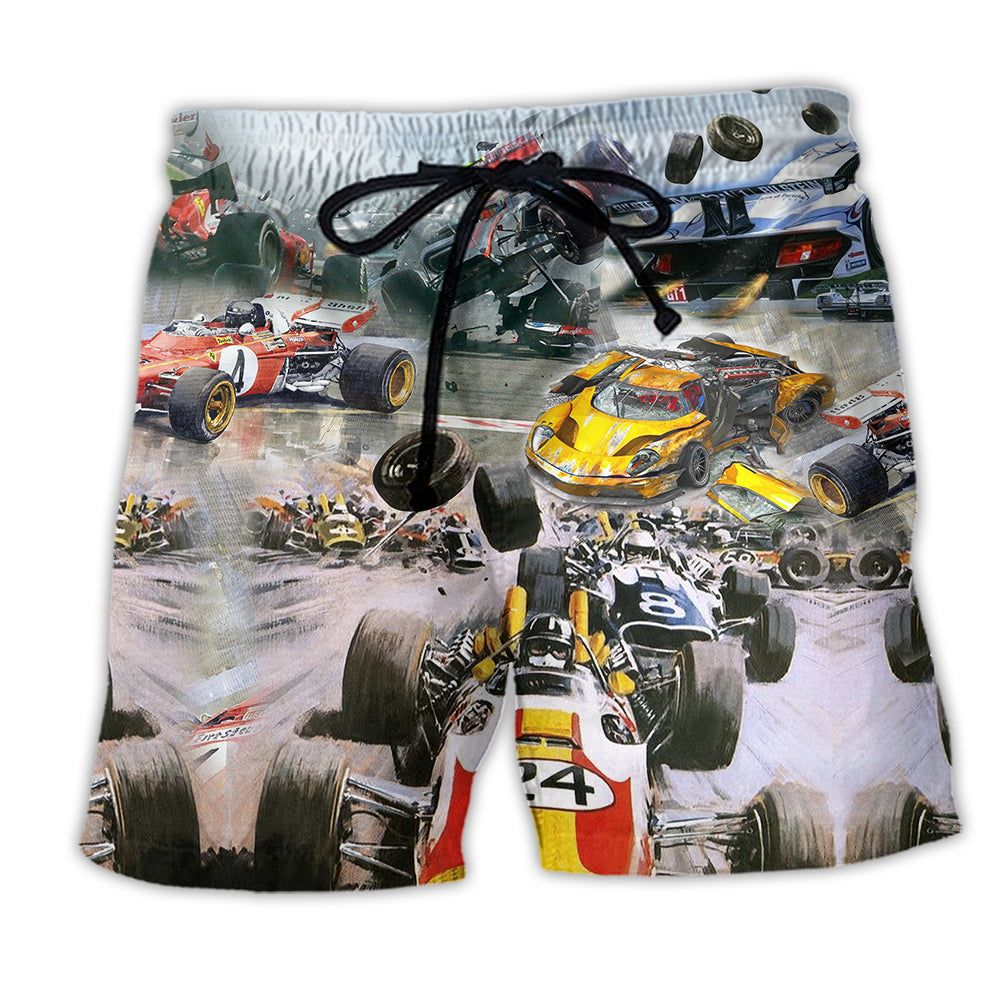 Racing Car Racing Too Fast Trendy Aloha Hawaiian Beach Shorts
