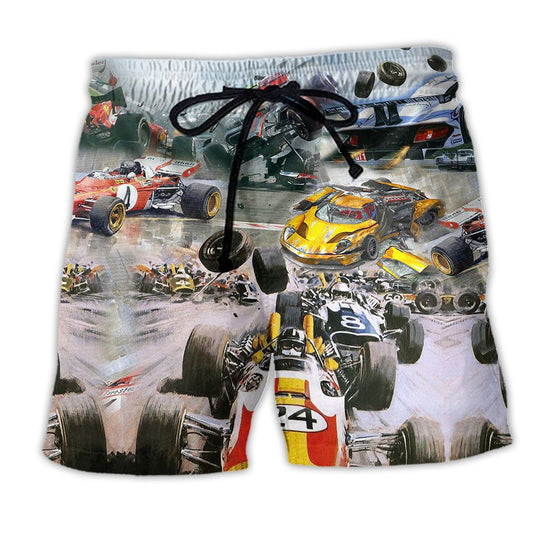 Racing Car Racing Too Fast Trendy Aloha Hawaiian Beach Shorts