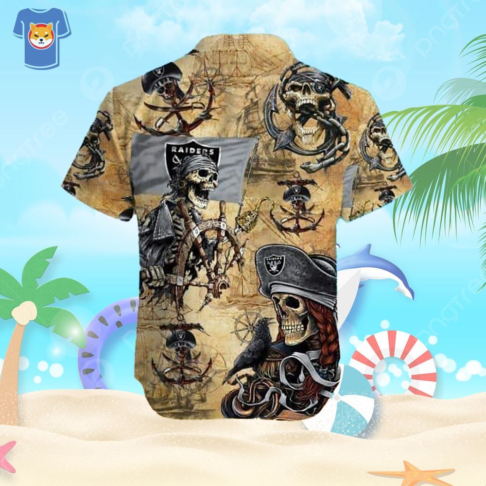 Raiders Pirates Skull Inspired Hawaiian Shirt Print