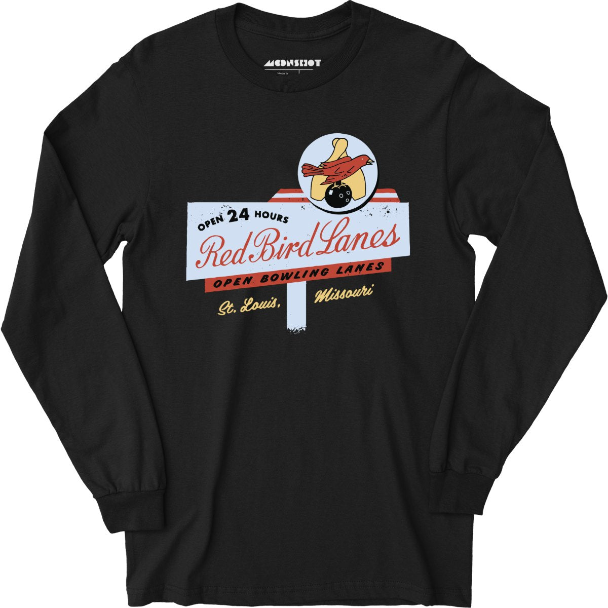 Red Bird Lanes v2 - St. Louis, MO - Vintage Bowling Alley - Long Sleeve T-Shirt