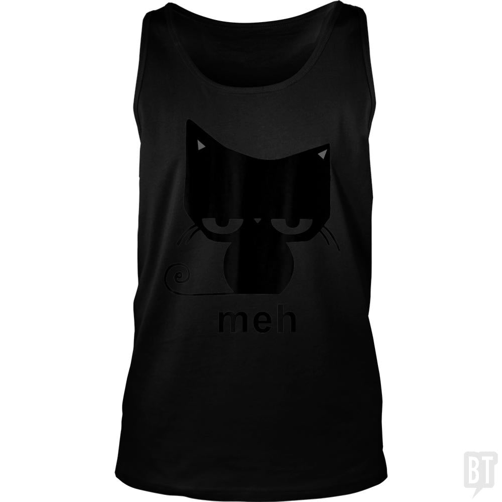 Meh Black Cat Funny Tank Tops