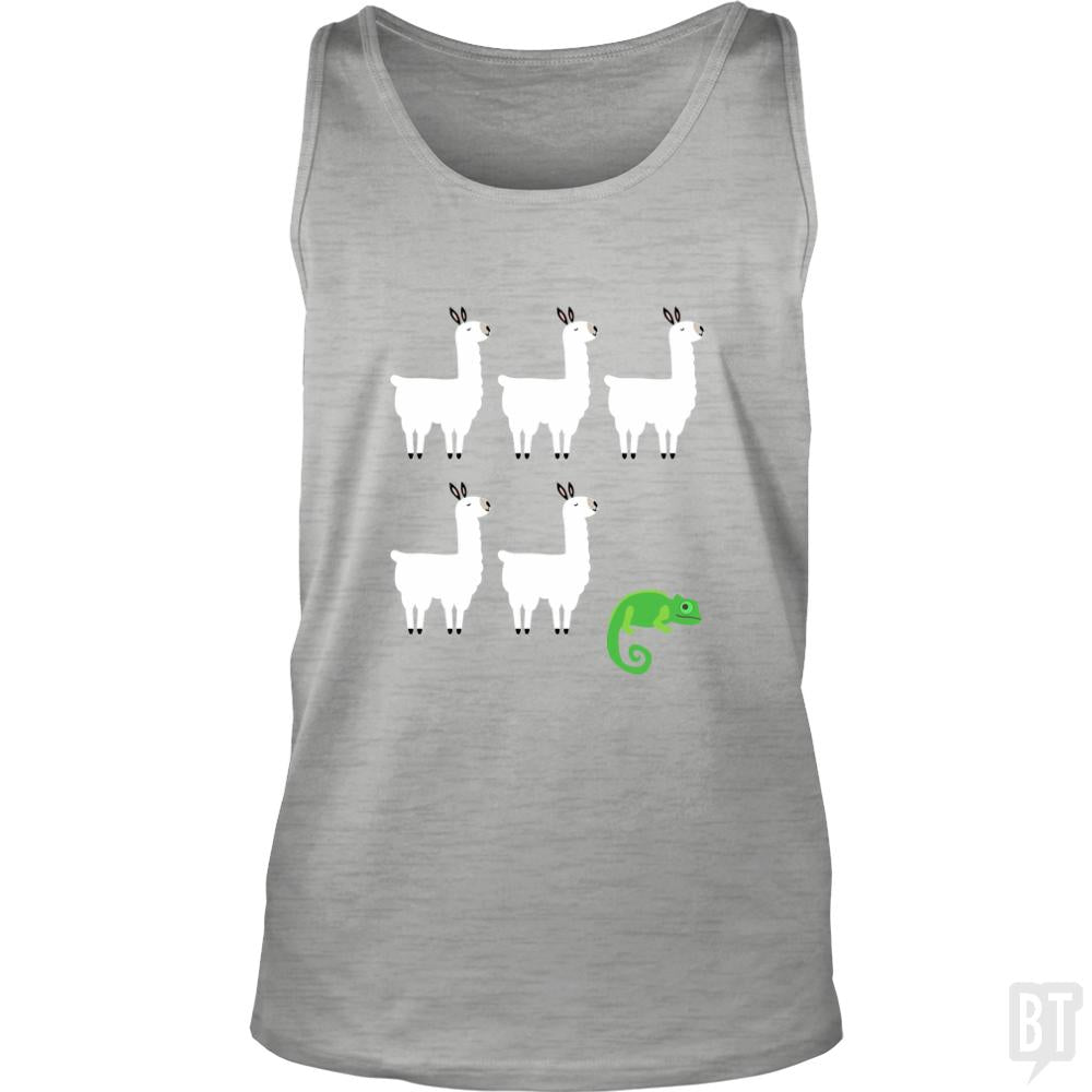 Llama, Llama, Llama, Llama, Llama, Chameleon Tank Tops