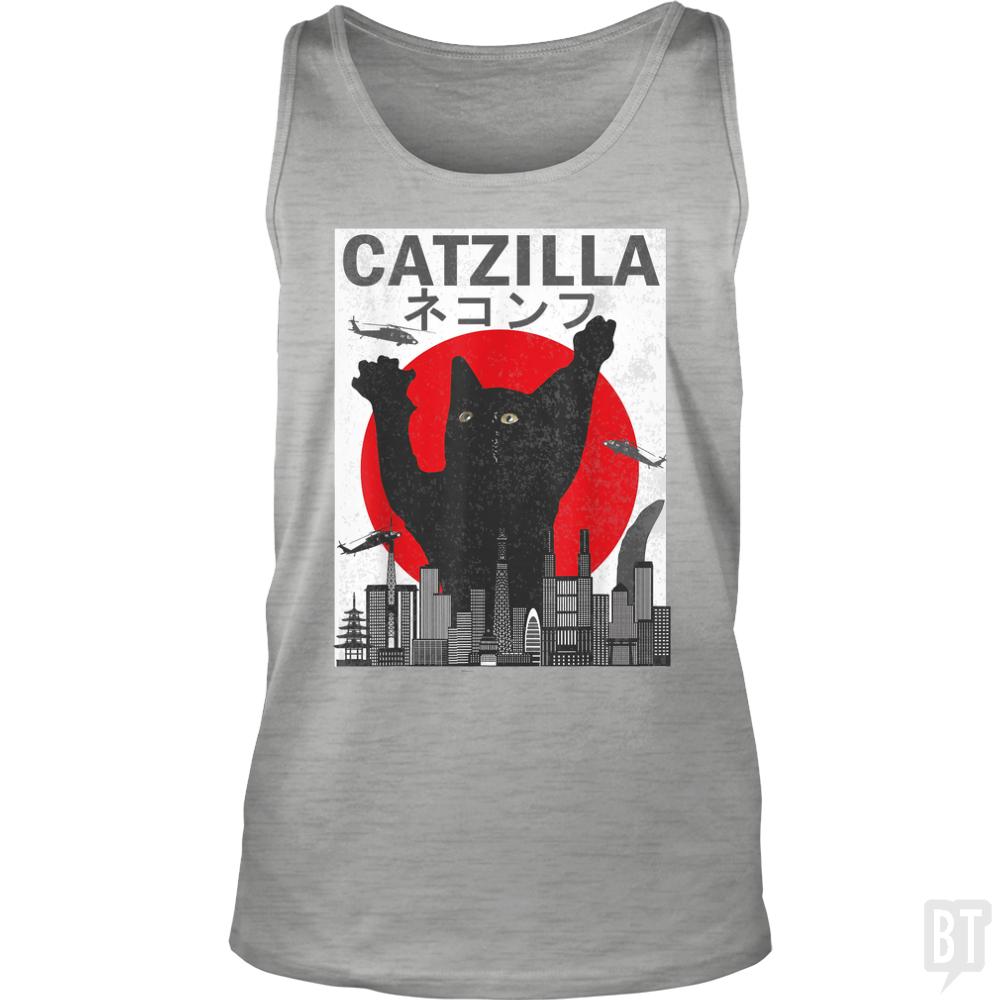 Vintage Catzilla Japanese Sunset Tank Tops