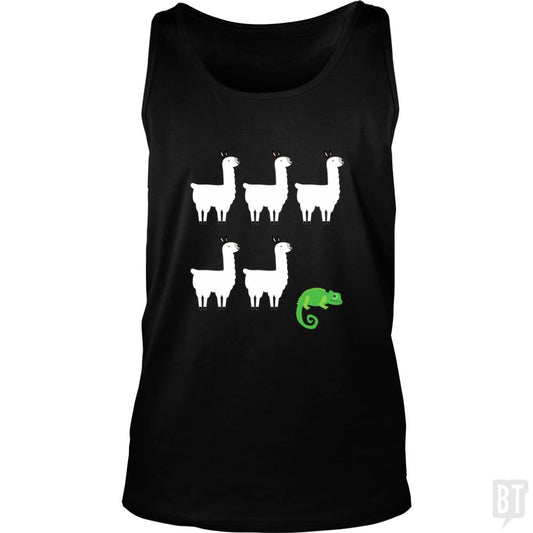 Llama, Llama, Llama, Llama, Llama, Chameleon Tank Tops