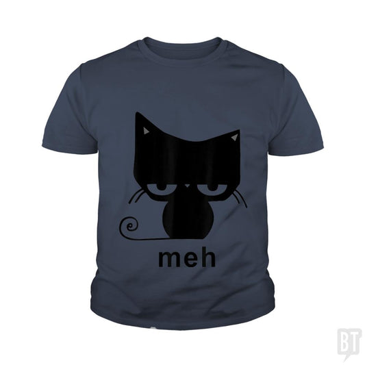Meh Black Cat Funny  Kids Shirt