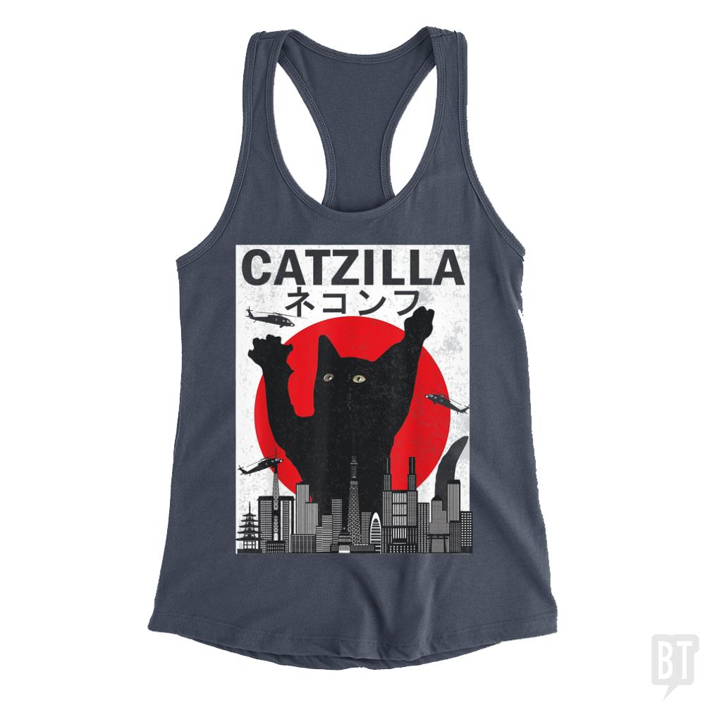 Vintage Catzilla Japanese Sunset Tank Tops