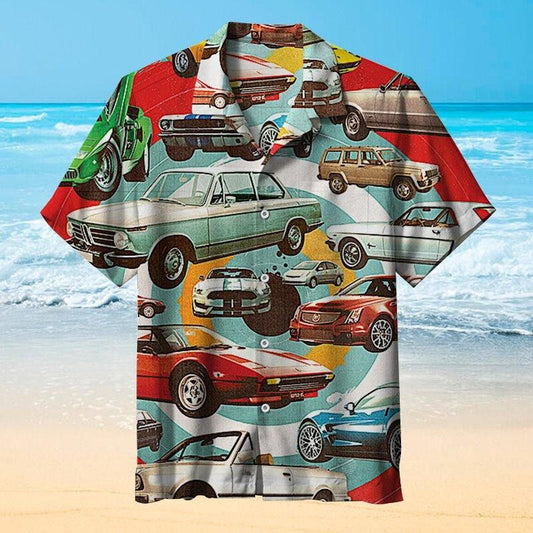 Retro Car Printing Art Trendy Hawaiian Shirt