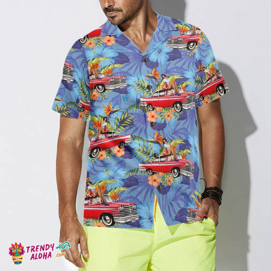 Retro Vintage Girl Car Hawaiian Shirt