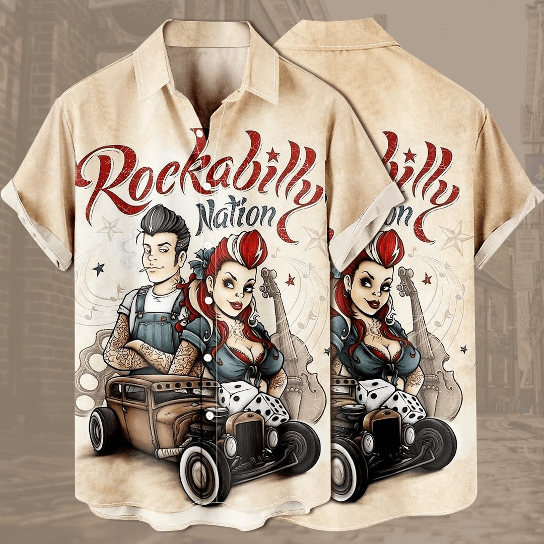 Rock Music and Car Vintage Hawaiian Shirt Comfort